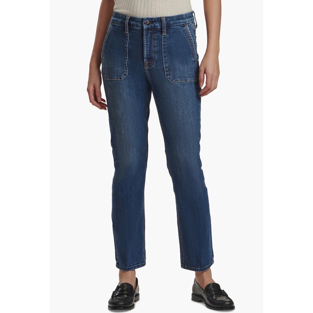 Jen7 by 7 For All Mankind Ankle Straight‎ Jeans Blue Patch Pocket Womens Size 4